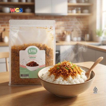 Lite Abon Ayam Original 1000g - Abon Ayam Kering Siap Saji Topping Nasi Bubur Roti Lauk Praktis