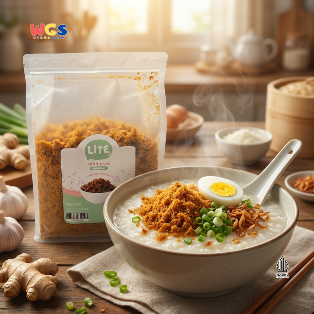 Lite Abon Ayam Original 1000g - Abon Ayam Kering Siap Saji Topping Nasi Bubur Roti Lauk Praktis