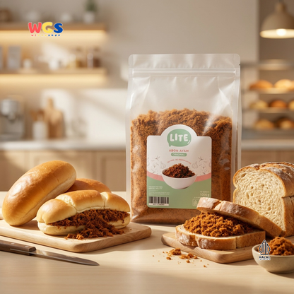 Lite Abon Ayam Original 1000g - Abon Ayam Kering Siap Saji Topping Nasi Bubur Roti Lauk Praktis