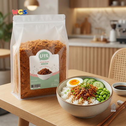 Lite Abon Ayam Original 1000g - Abon Ayam Kering Siap Saji Topping Nasi Bubur Roti Lauk Praktis