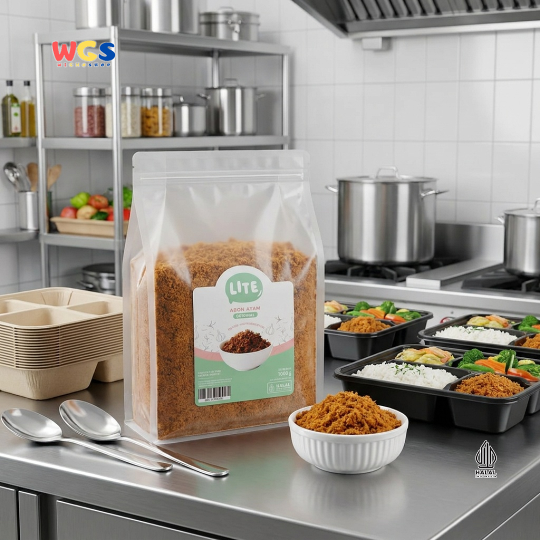 Lite Abon Ayam Original 1000g - Abon Ayam Kering Siap Saji Topping Nasi Bubur Roti Lauk Praktis