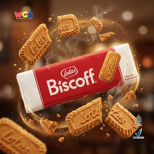 Lotus Biscoff Biscuit 250g - Biskuit Karamel Belgia Halal untuk Kopi & Dessert