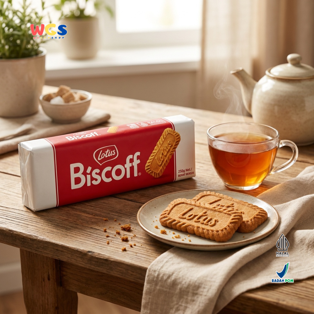 Lotus Biscoff Biscuit 250g - Biskuit Karamel Belgia Halal untuk Kopi & Dessert