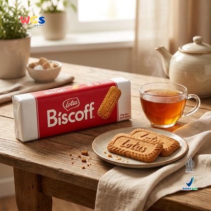 Lotus Biscoff Biscuit 250g - Biskuit Karamel Belgia Halal untuk Kopi & Dessert