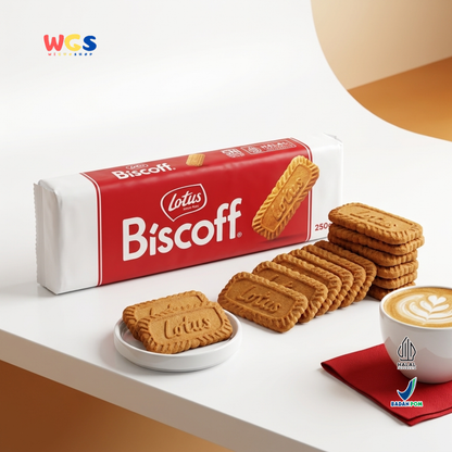 Lotus Biscoff Biscuit 250g - Biskuit Karamel Belgia Halal untuk Kopi & Dessert