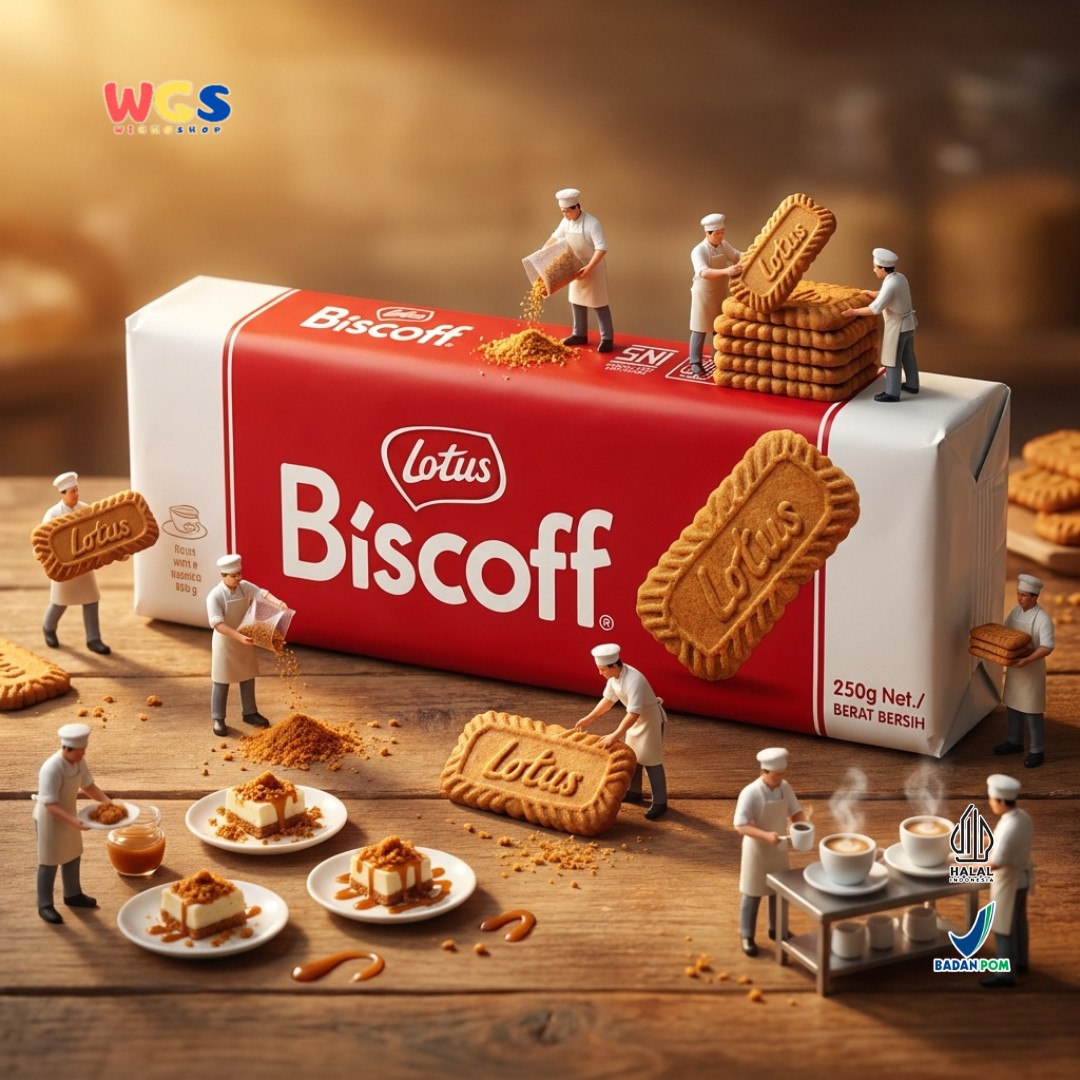 Lotus Biscoff Biscuit 250g - Biskuit Karamel Belgia Halal untuk Kopi & Dessert