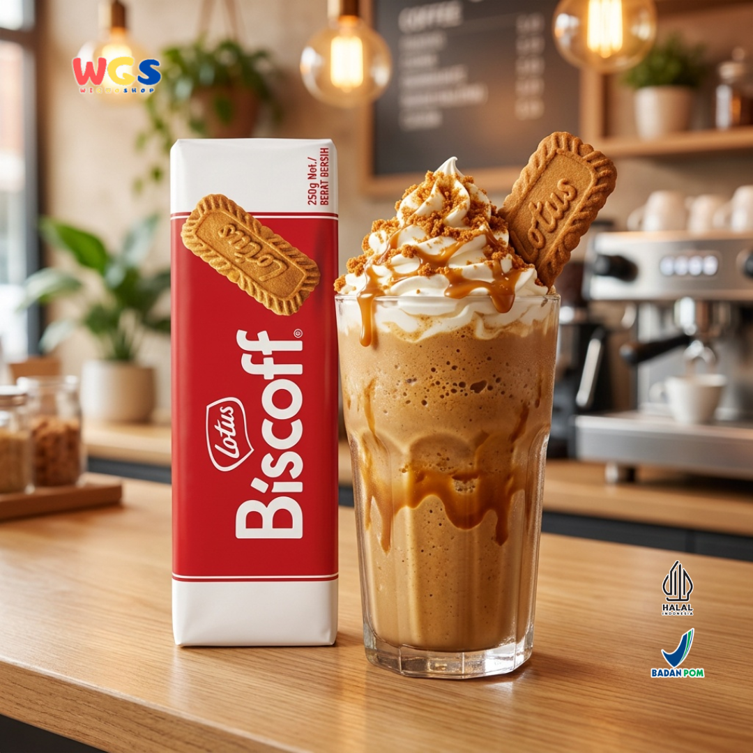 Lotus Biscoff Biscuit 250g - Biskuit Karamel Belgia Halal untuk Kopi & Dessert