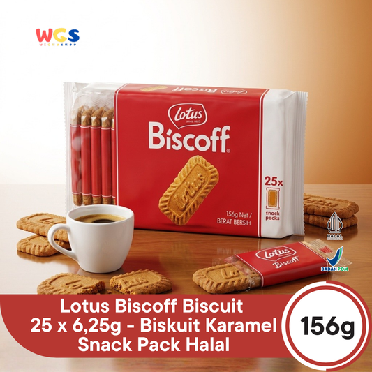 Lotus Biscoff Biscuit 25 x 6,25g 156g - Biskuit Karamel Snack Pack Halal