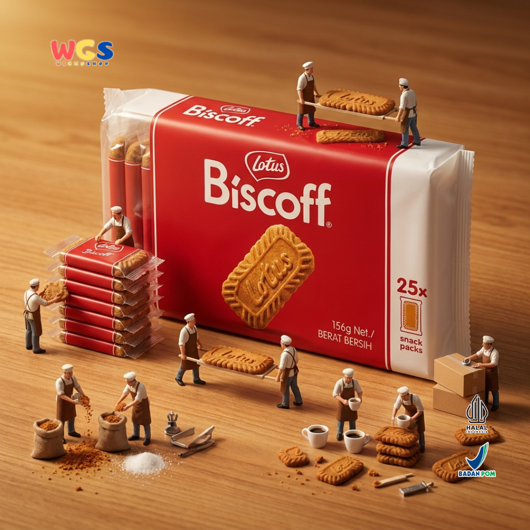 Lotus Biscoff Biscuit 25 x 6,25g 156g - Biskuit Karamel Snack Pack Halal