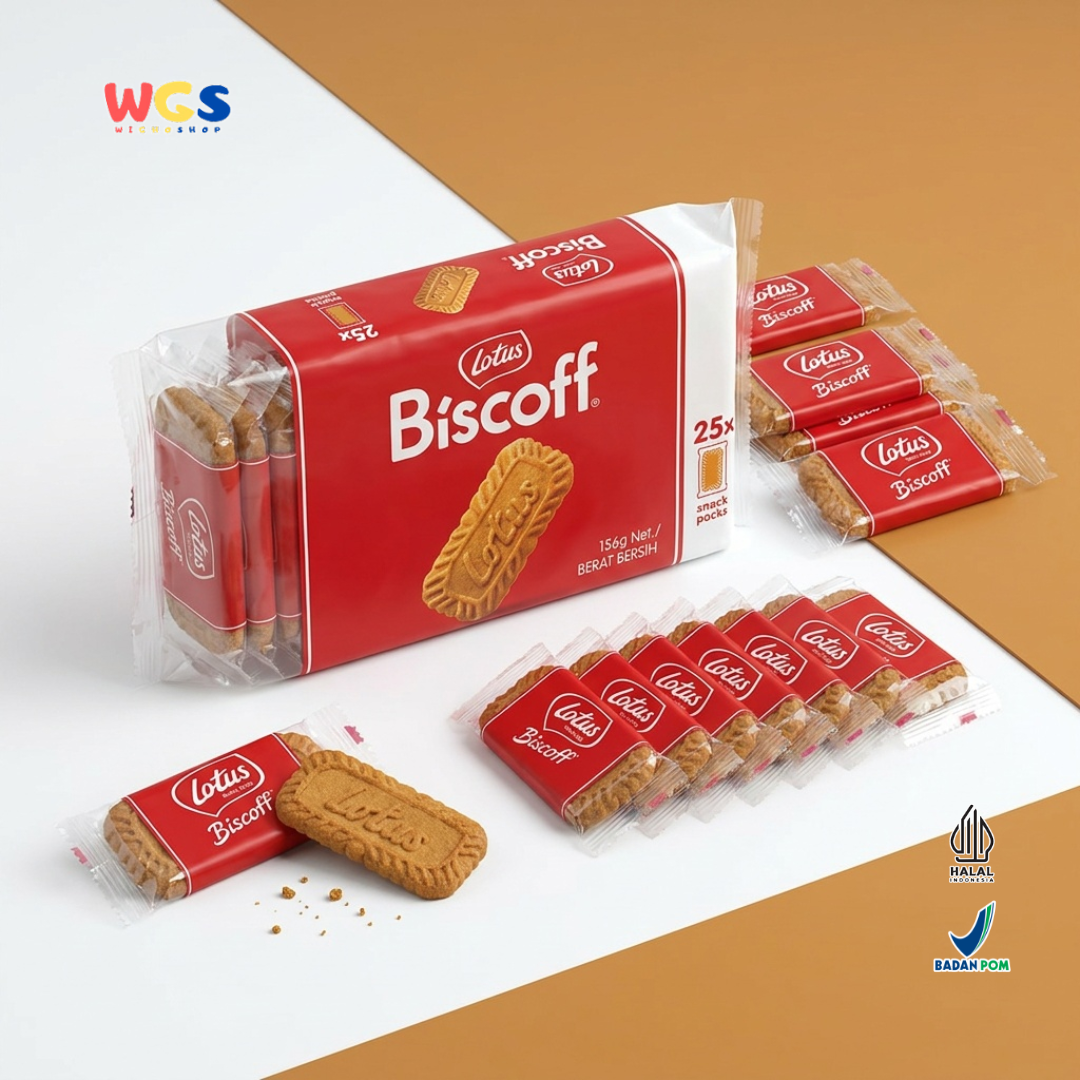 Lotus Biscoff Biscuit 25 x 6,25g 156g - Biskuit Karamel Snack Pack Halal