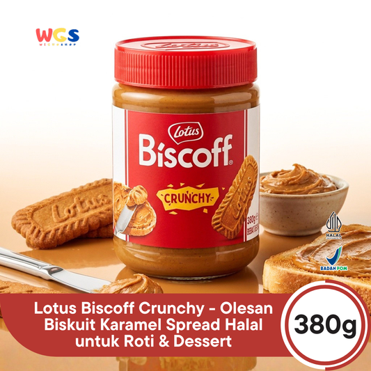 Lotus Biscoff Crunchy 380g - Olesan Biskuit Karamel Spread Halal untuk Roti & Dessert