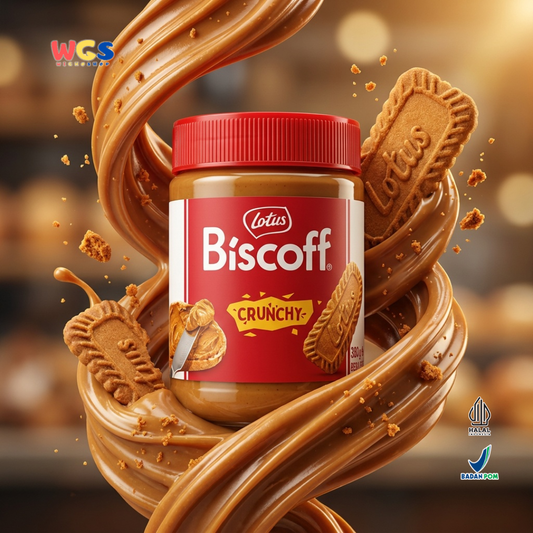 Lotus Biscoff Crunchy 380g - Olesan Biskuit Karamel Spread Halal untuk Roti & Dessert