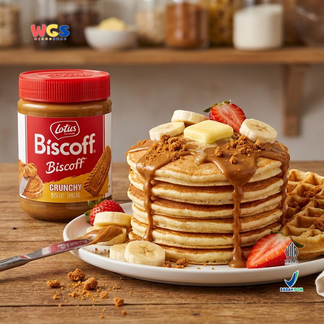 Lotus Biscoff Crunchy 380g - Olesan Biskuit Karamel Spread Halal untuk Roti & Dessert