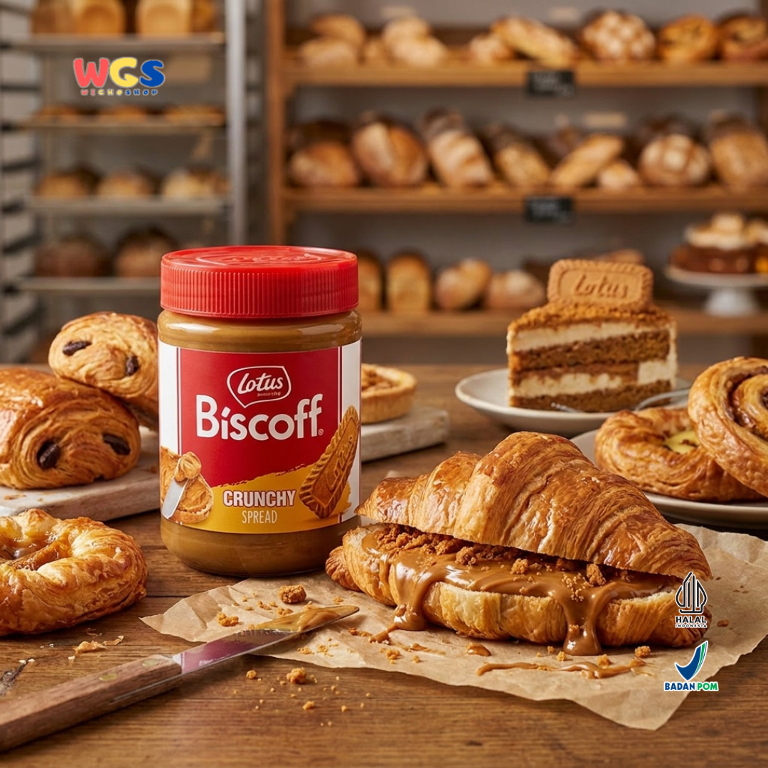 Lotus Biscoff Crunchy 380g - Olesan Biskuit Karamel Spread Halal untuk Roti & Dessert