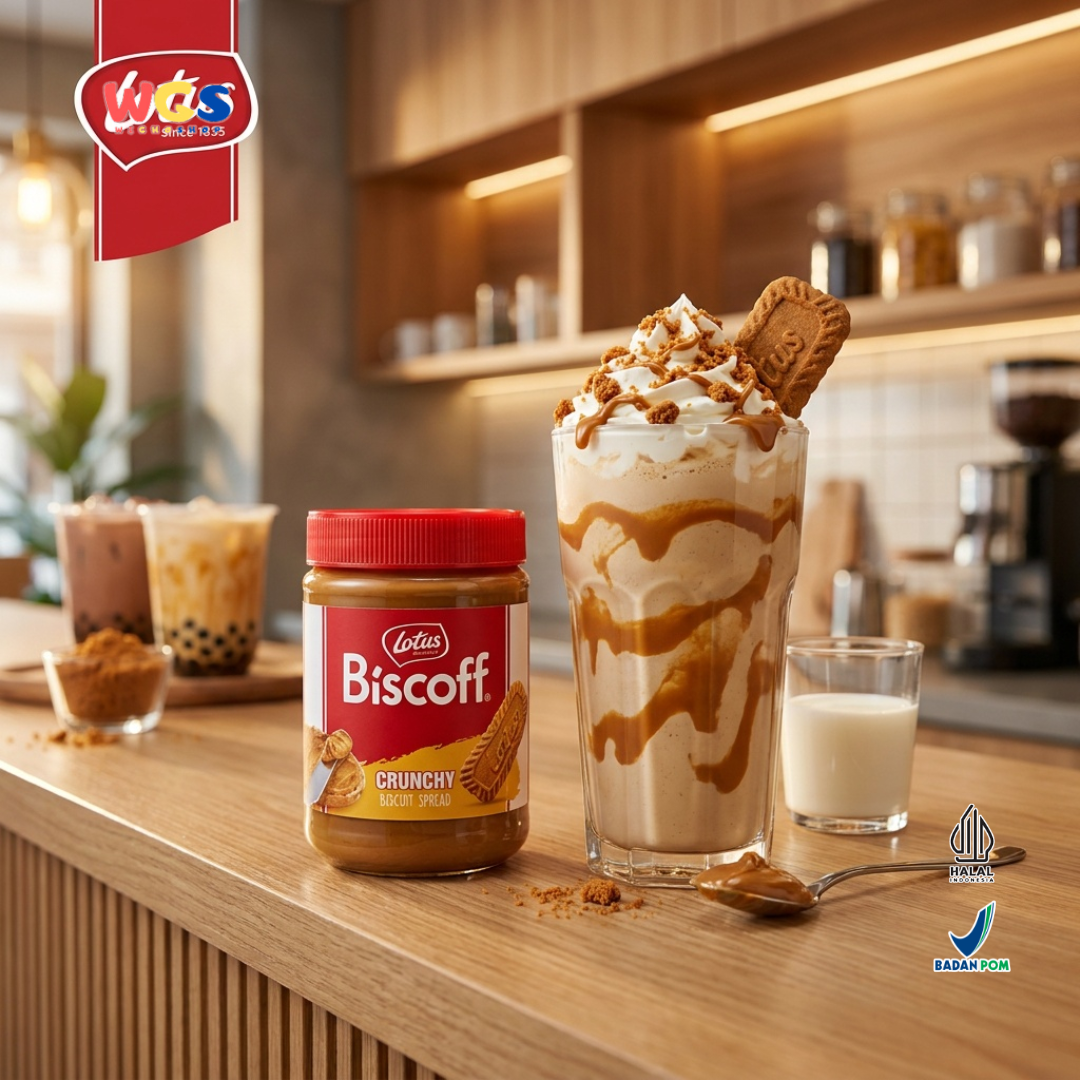 Lotus Biscoff Crunchy 380g - Olesan Biskuit Karamel Spread Halal untuk Roti & Dessert