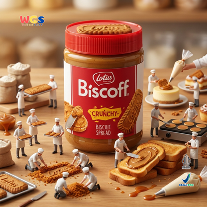 Lotus Biscoff Crunchy 380g - Olesan Biskuit Karamel Spread Halal untuk Roti & Dessert