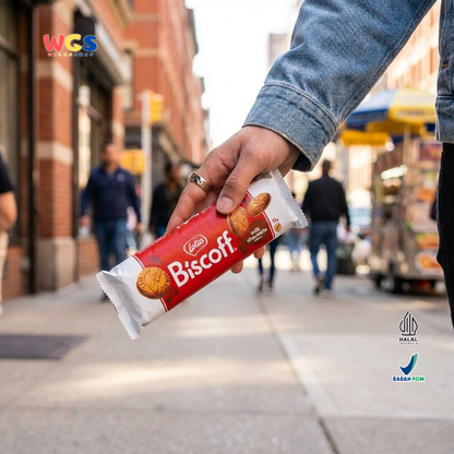 Lotus Biscoff Sandwich Biscuit Milk Chocolate Flavour 110g – Biskuit Karamel Isi Cokelat Susu