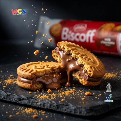 Lotus Biscoff Sandwich Biscuit Milk Chocolate Flavour 110g – Biskuit Karamel Isi Cokelat Susu