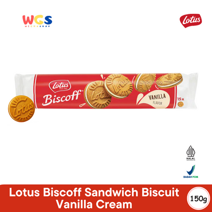 Lotus Biscoff Sandwich Biscuit Vanilla Cream 150g – Biskuit Karamel Isi Krim