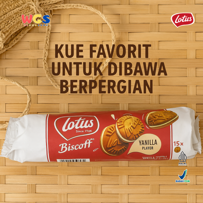 Lotus Biscoff Sandwich Biscuit Vanilla Cream 150g – Biskuit Karamel Isi Krim