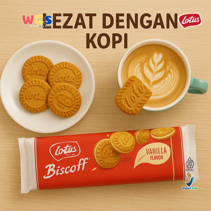 Lotus Biscoff Sandwich Biscuit Vanilla Cream 150g – Biskuit Karamel Isi Krim