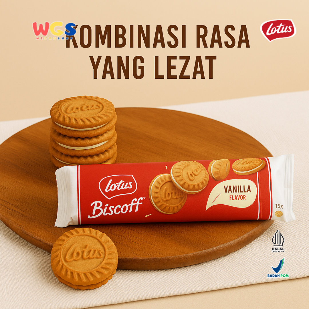 Lotus Biscoff Sandwich Biscuit Vanilla Cream 150g – Biskuit Karamel Isi Krim