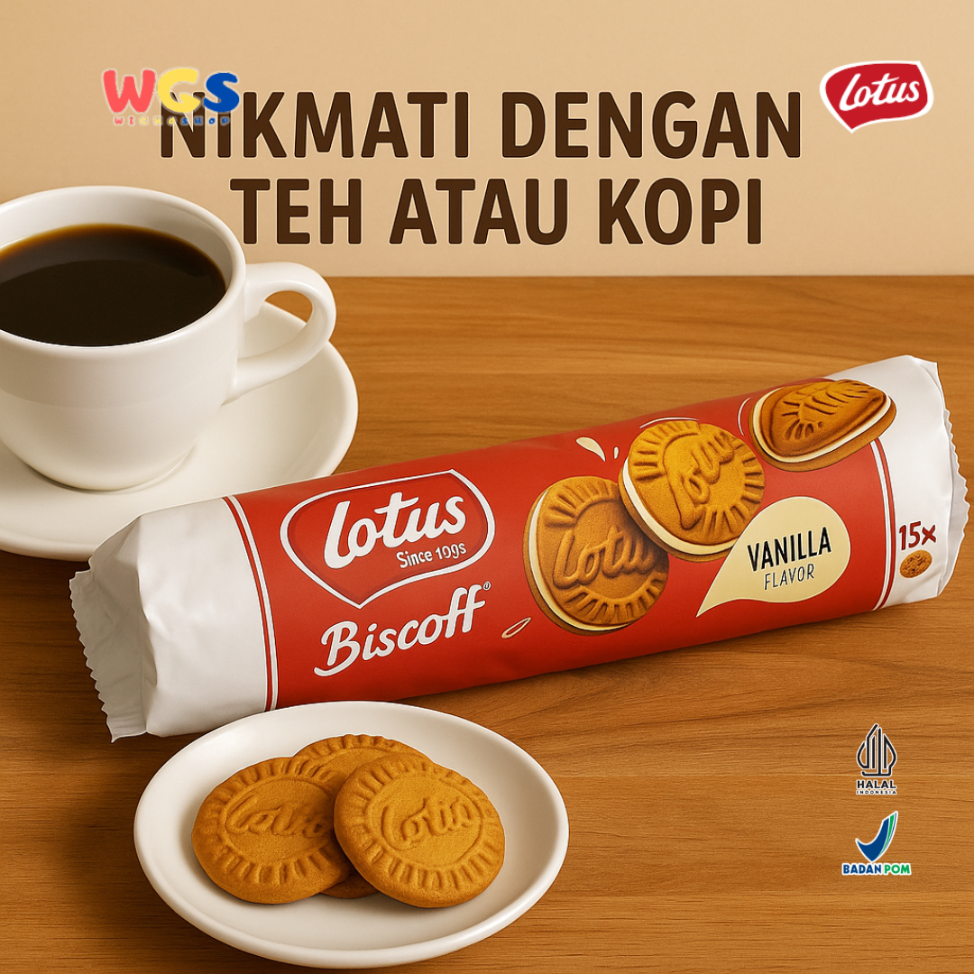 Lotus Biscoff Sandwich Biscuit Vanilla Cream 150g – Biskuit Karamel Isi Krim