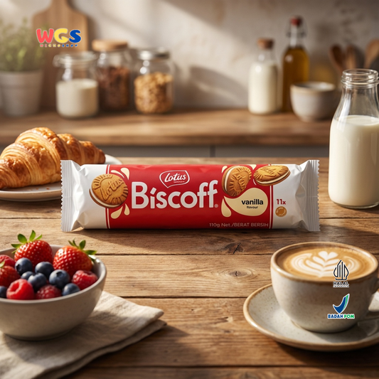 Lotus Biscoff Sandwich Biscuit Vanilla Flavour 110g – Biskuit Karamel Isi Krim Vanila
