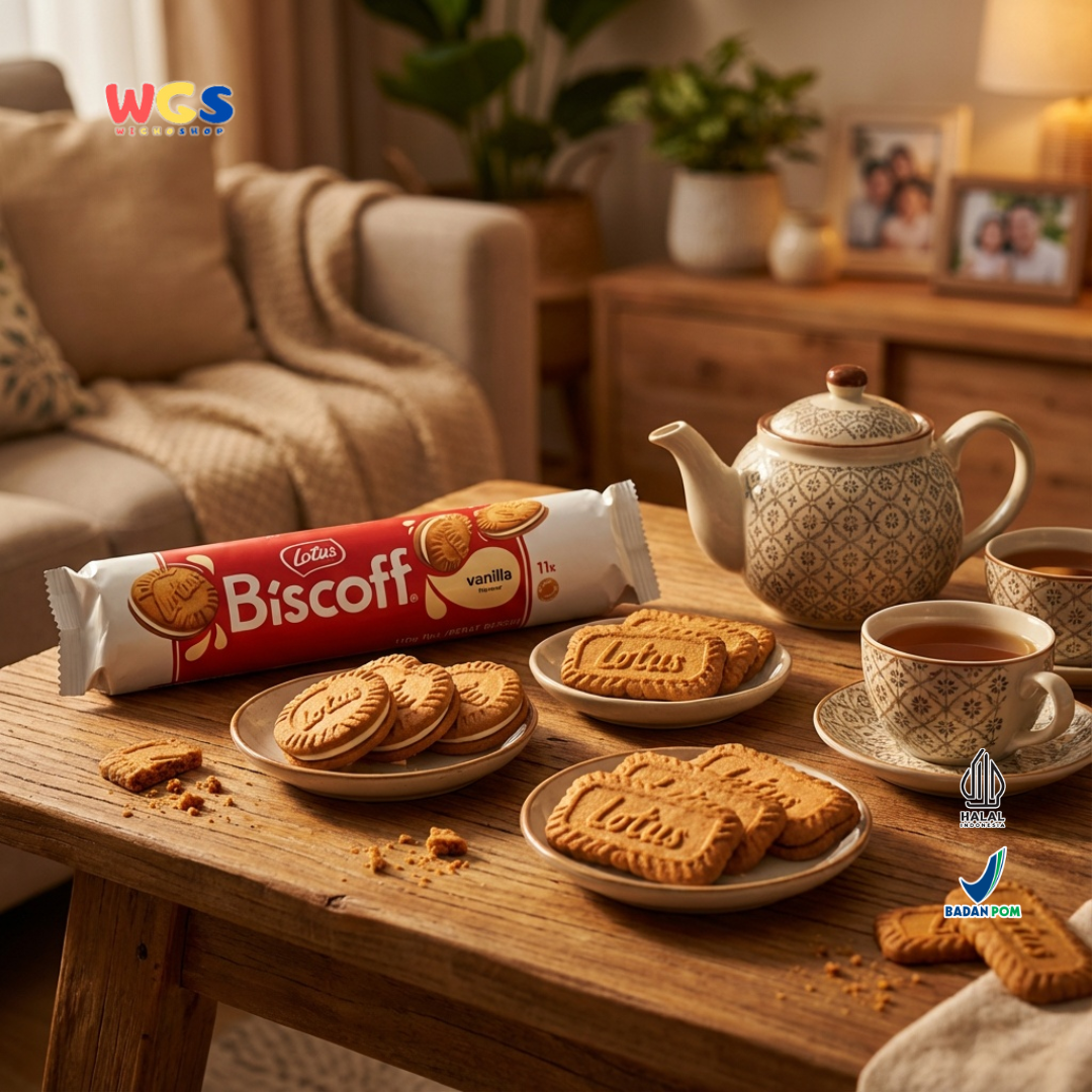 Lotus Biscoff Sandwich Biscuit Vanilla Flavour 110g – Biskuit Karamel Isi Krim Vanila
