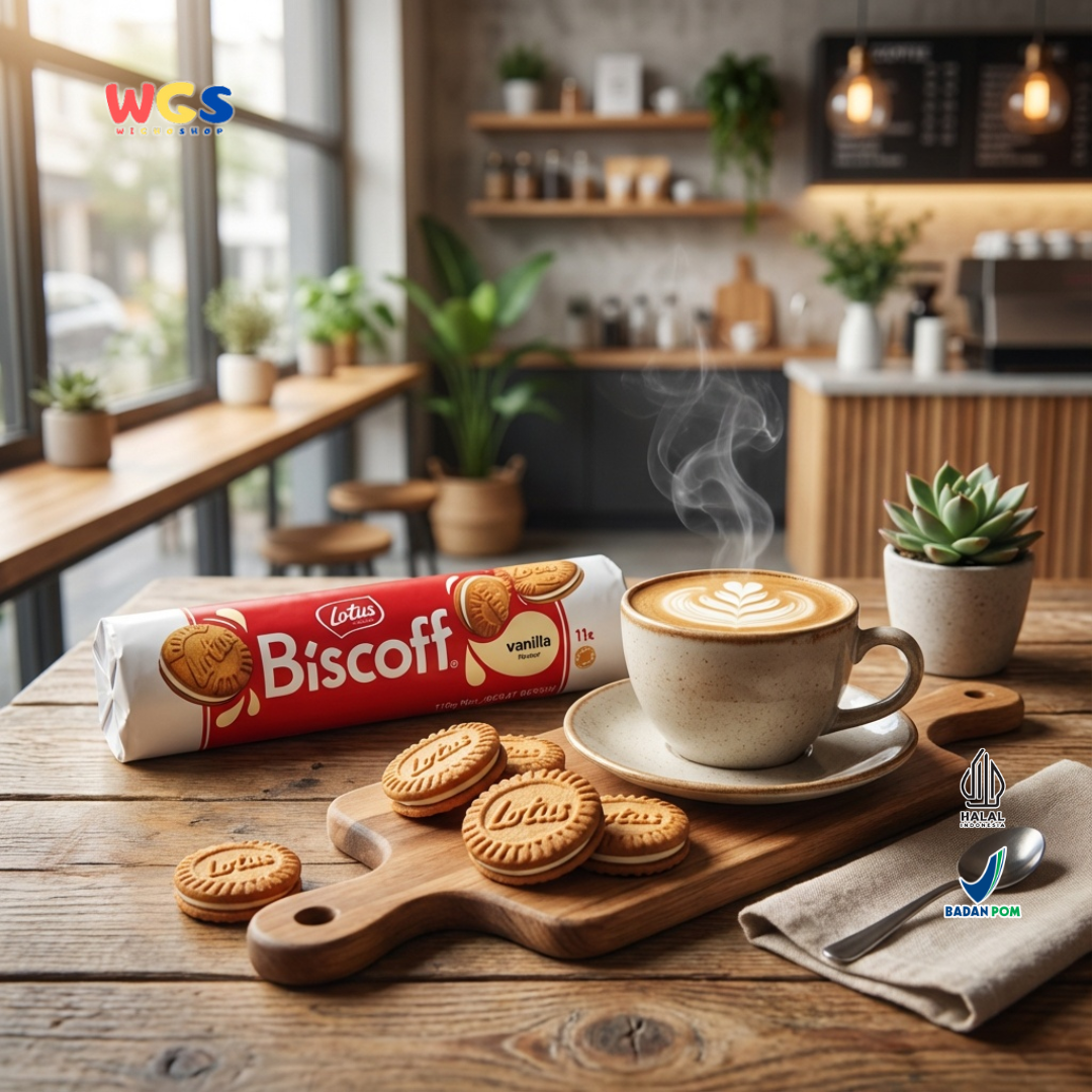 Lotus Biscoff Sandwich Biscuit Vanilla Flavour 110g – Biskuit Karamel Isi Krim Vanila