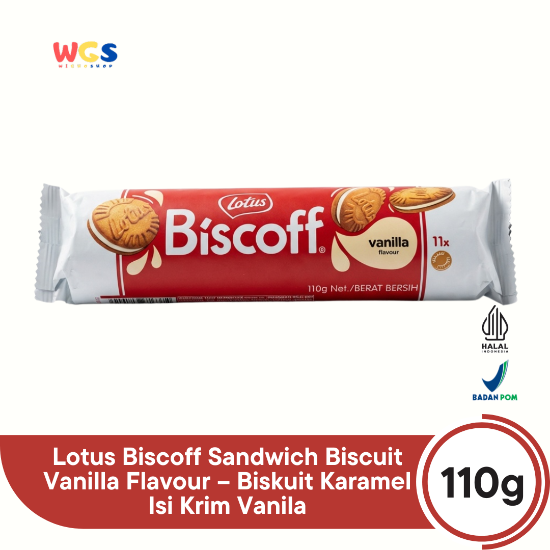 Lotus Biscoff Sandwich Biscuit Vanilla Flavour 110g – Biskuit Karamel Isi Krim Vanila