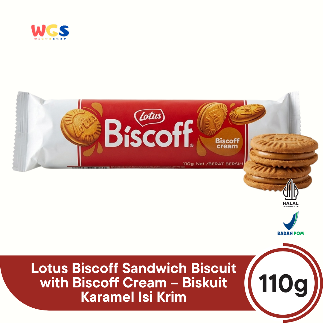 Lotus Biscoff Sandwich Biscuit with Biscoff Cream 110g – Biskuit Karamel Isi Krim