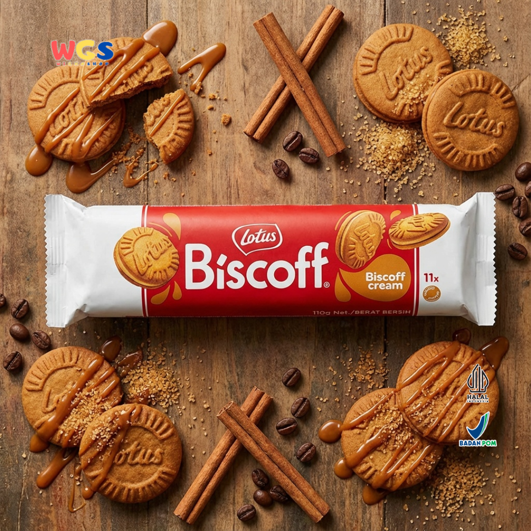 Lotus Biscoff Sandwich Biscuit with Biscoff Cream 110g – Biskuit Karamel Isi Krim