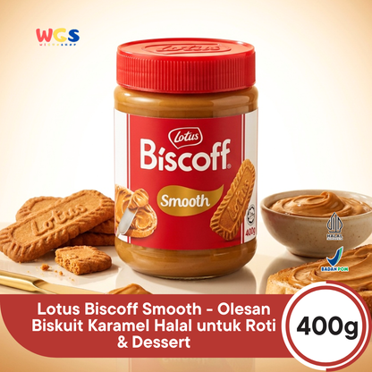 Lotus Biscoff Smooth 400g - Olesan Biskuit Karamel Halal untuk Roti & Dessert
