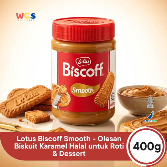 Lotus Biscoff Smooth 400g - Olesan Biskuit Karamel Halal untuk Roti & Dessert