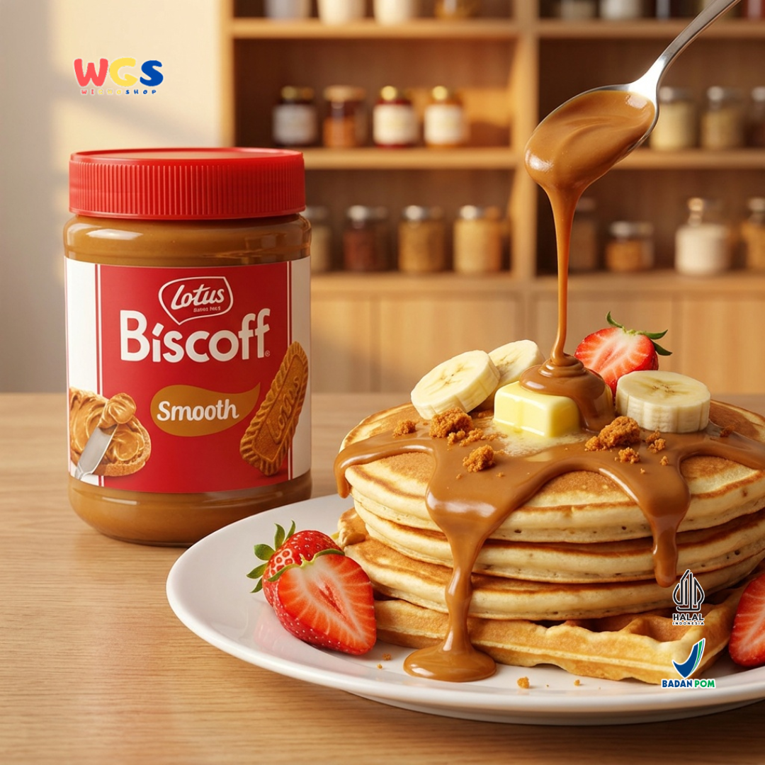 Lotus Biscoff Smooth 400g - Olesan Biskuit Karamel Halal untuk Roti & Dessert