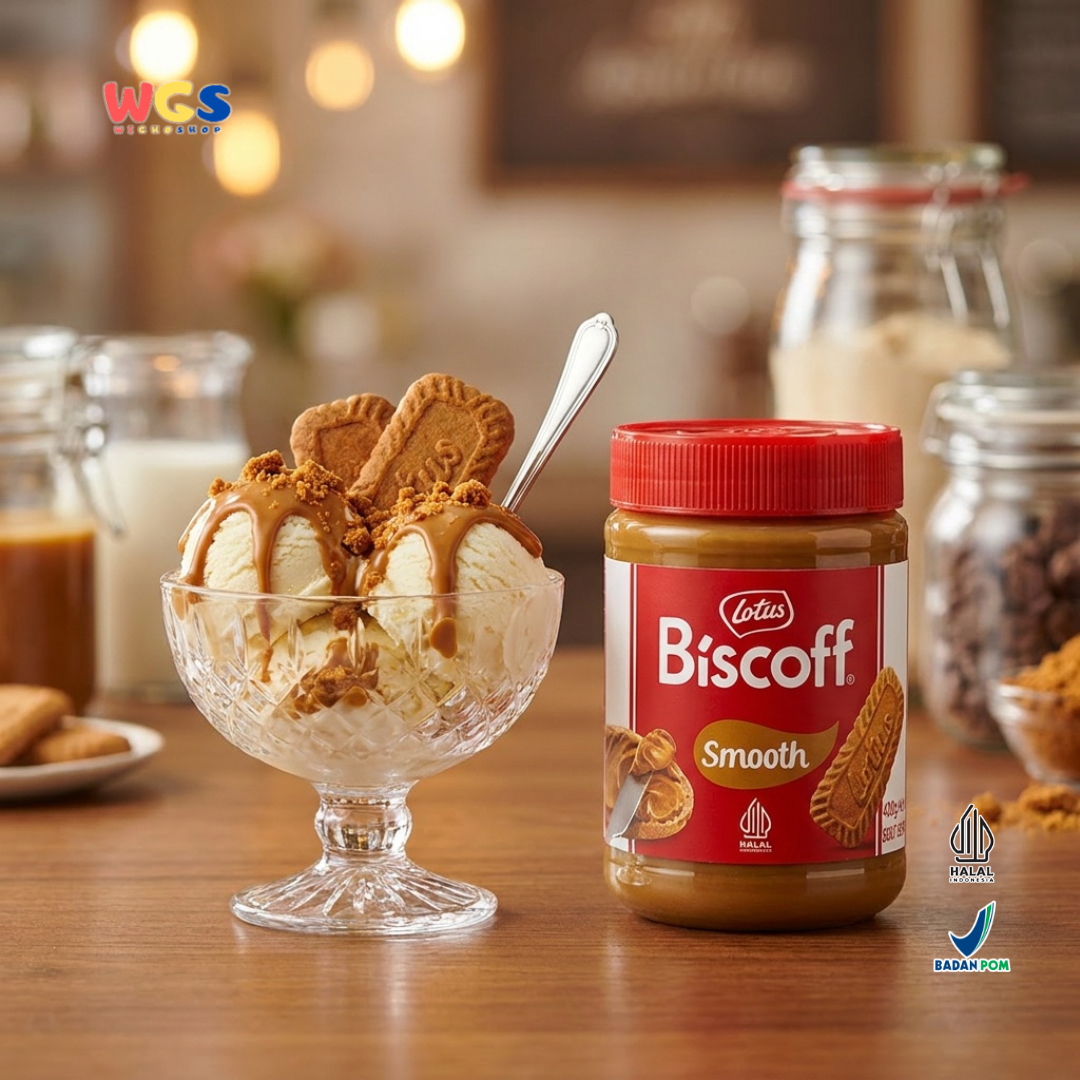 Lotus Biscoff Smooth 400g - Olesan Biskuit Karamel Halal untuk Roti & Dessert