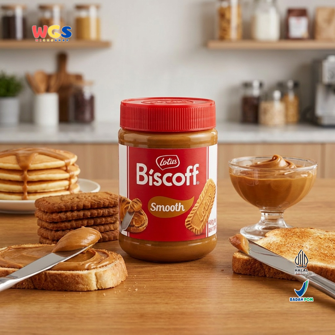 Lotus Biscoff Smooth 400g - Olesan Biskuit Karamel Halal untuk Roti & Dessert