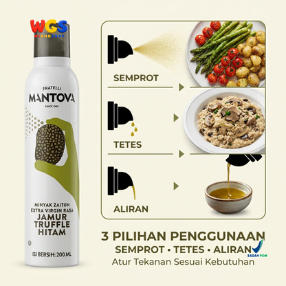Mantova Black Truffle Extra Virgin Olive Oil Spray 200ml - Minyak Zaitun Semprot Rasa Jamur Truffle Hitam