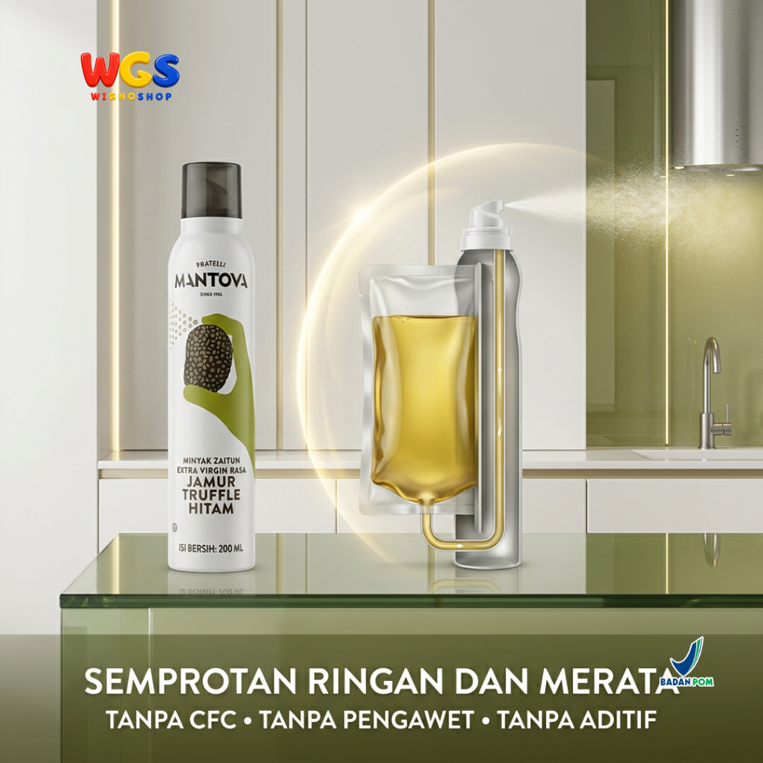 Mantova Black Truffle Extra Virgin Olive Oil Spray 200ml - Minyak Zaitun Semprot Rasa Jamur Truffle Hitam