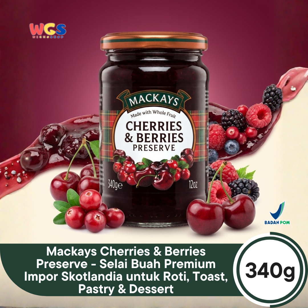 Mackays Cherries &amp; Berries Preserve Jam 340g - Cherry &amp; Berry Jam