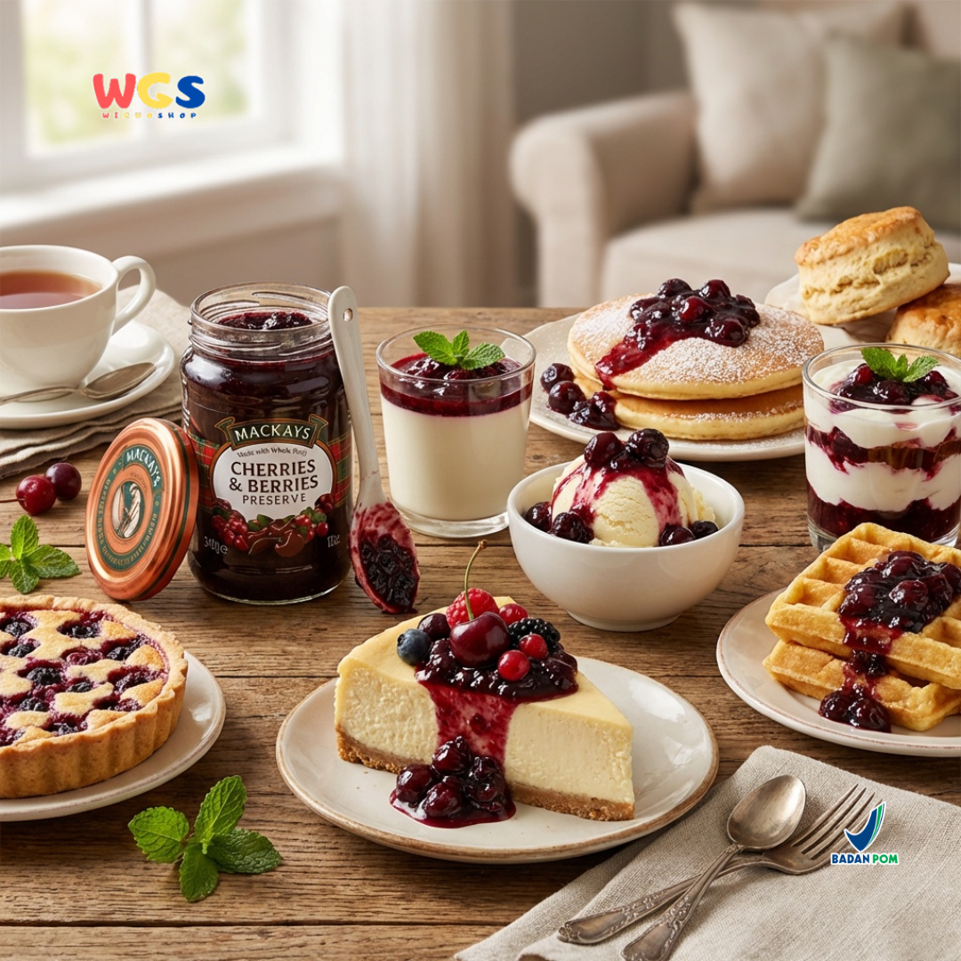 Mackays Cherries &amp; Berries Preserve Jam 340g - Cherry &amp; Berry Jam