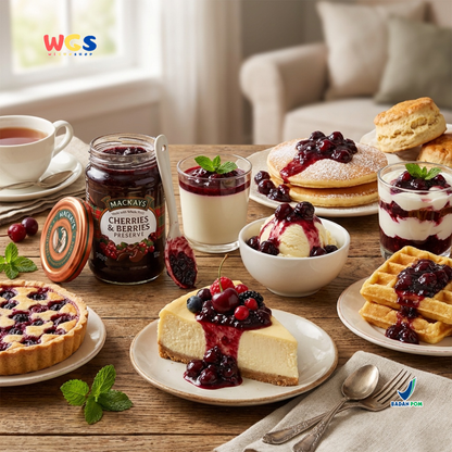 Mackays Cherries &amp; Berries Preserve Jam 340g - Cherry &amp; Berry Jam
