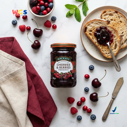 Mackays Cherries &amp; Berries Preserve Jam 340g - Cherry &amp; Berry Jam