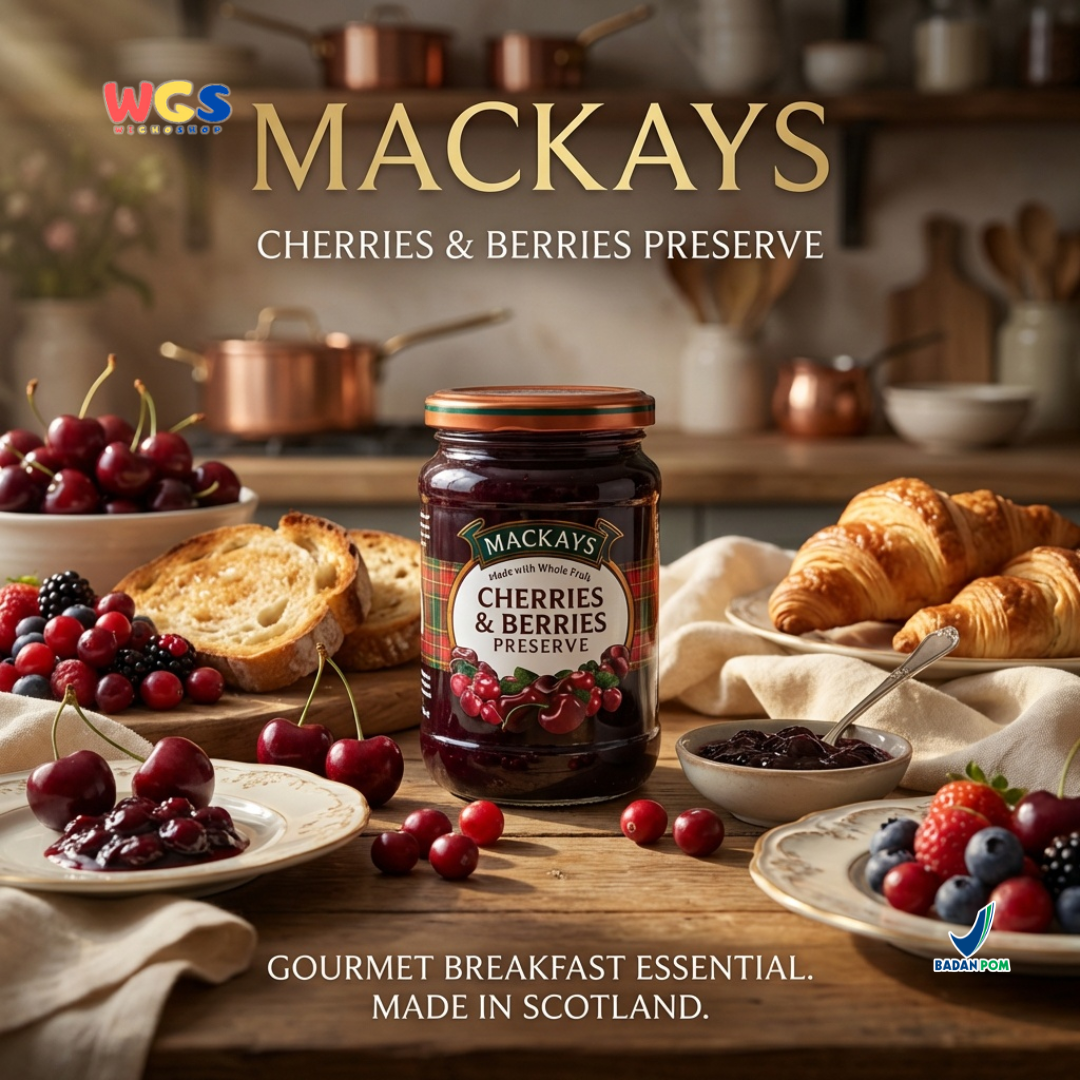 Mackays Cherries &amp; Berries Preserve Jam 340g - Cherry &amp; Berry Jam