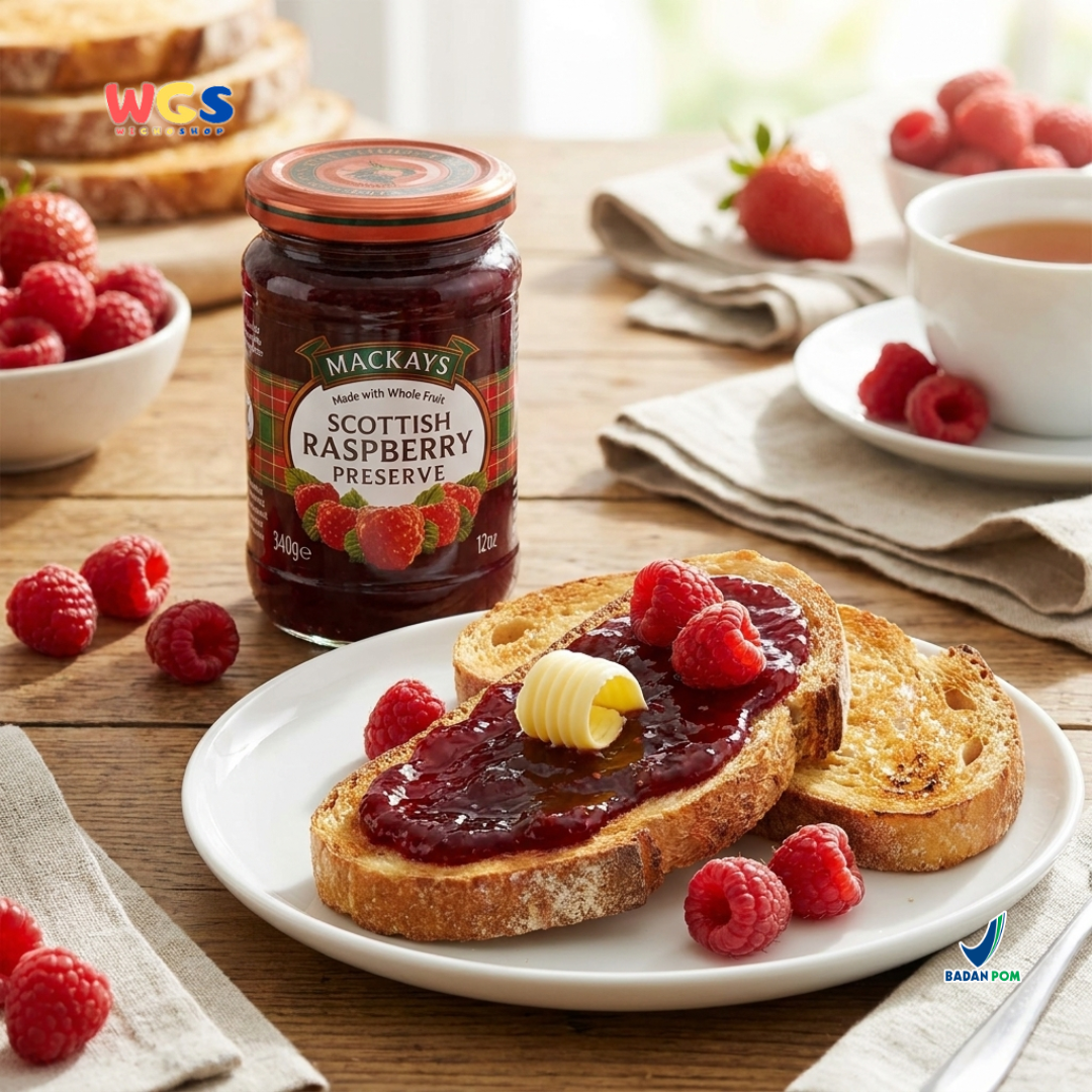 Mackays Scottish Strawberry Preserve 340g - Selai Stroberi Premium Whole Fruit Impor untuk Roti, Dessert & Baking