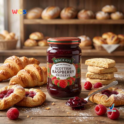 Mackays Scottish Strawberry Preserve 340g - Selai Stroberi Premium Whole Fruit Impor untuk Roti, Dessert & Baking