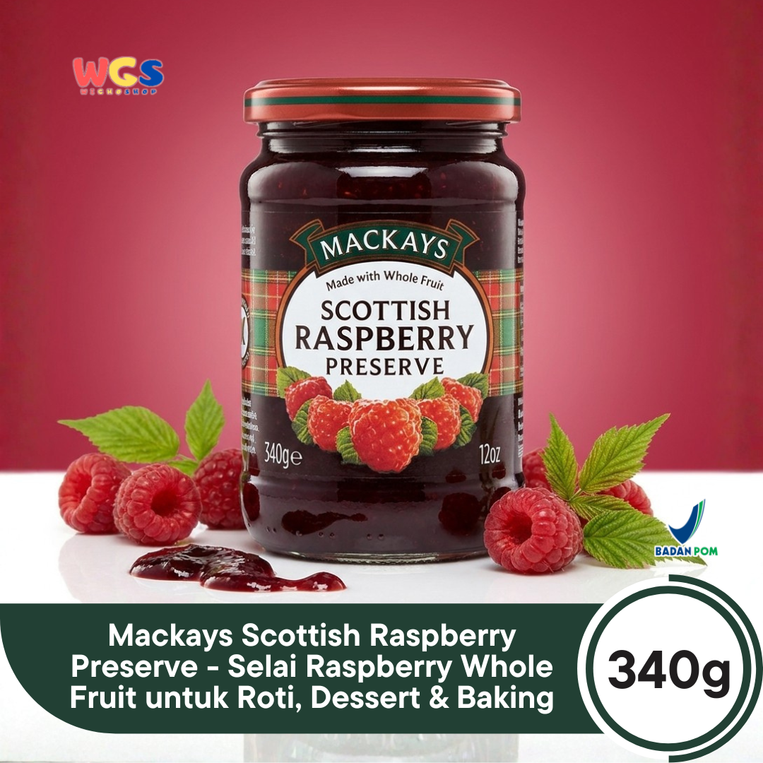 Mackays Scottish Strawberry Preserve 340g - Selai Stroberi Premium Whole Fruit Impor untuk Roti, Dessert & Baking