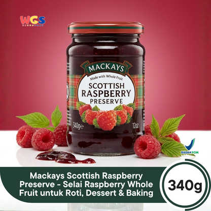 Mackays Scottish Strawberry Preserve 340g - Selai Stroberi Premium Whole Fruit Impor untuk Roti, Dessert & Baking
