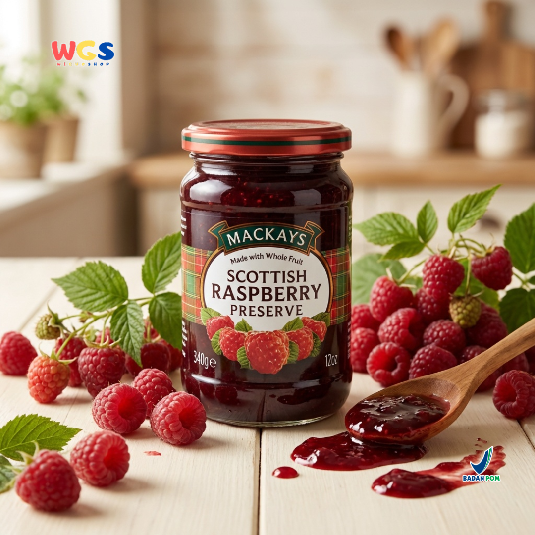 Mackays Scottish Strawberry Preserve 340g - Selai Stroberi Premium Whole Fruit Impor untuk Roti, Dessert & Baking